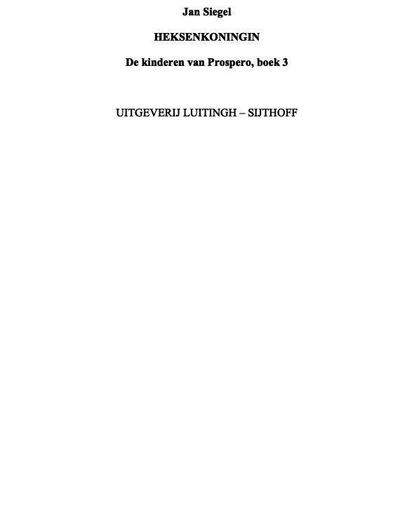 De Kinderen Van Prospero 3 - Heksenkoningin