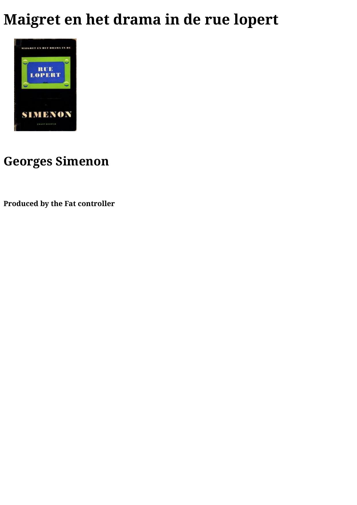 Maigret en het drama in de rue lopert