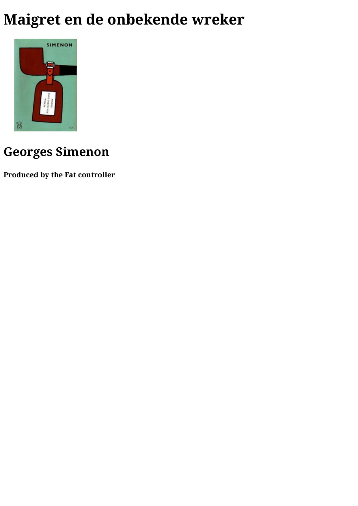 Maigret en de onbekende wreker