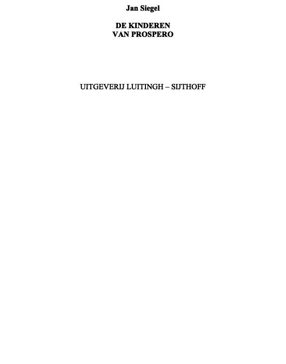 De kinderen van Prospero 1