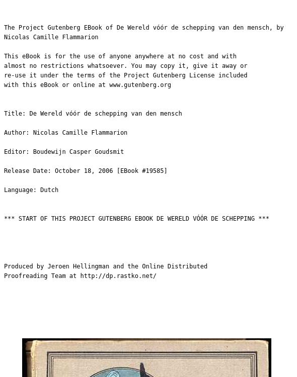 De Wereld vóór de schepping van den mensch