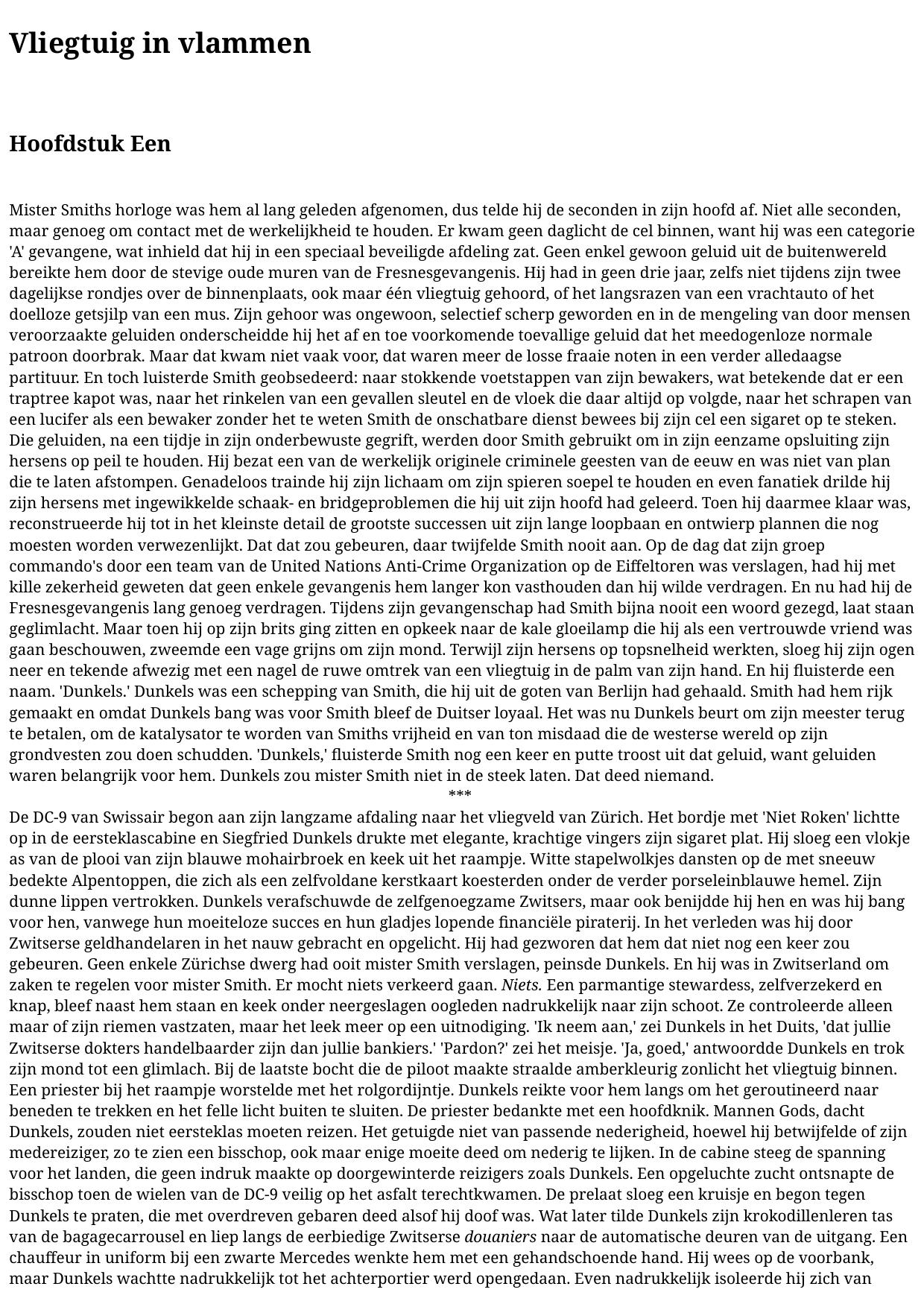 Vliegtuig in vlammen