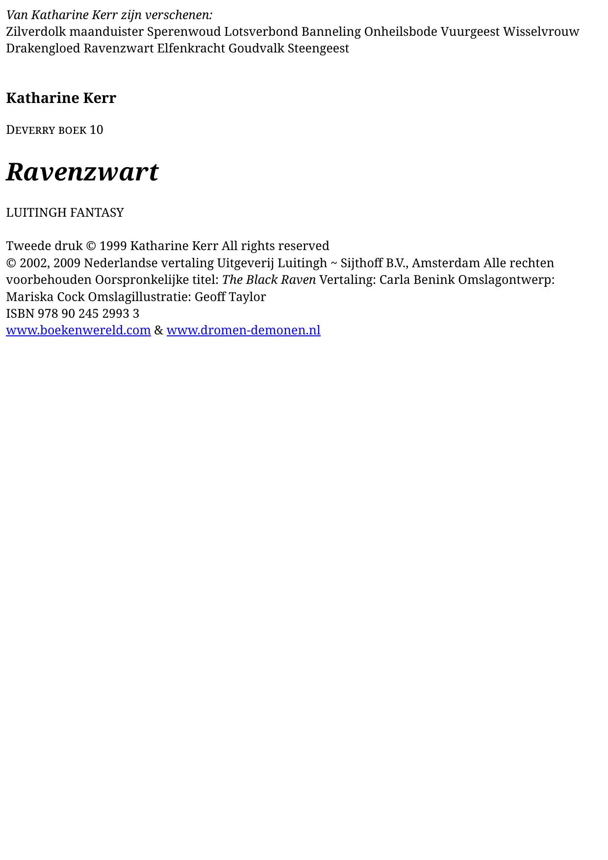 Deverry saga 10 - Ravenzwart