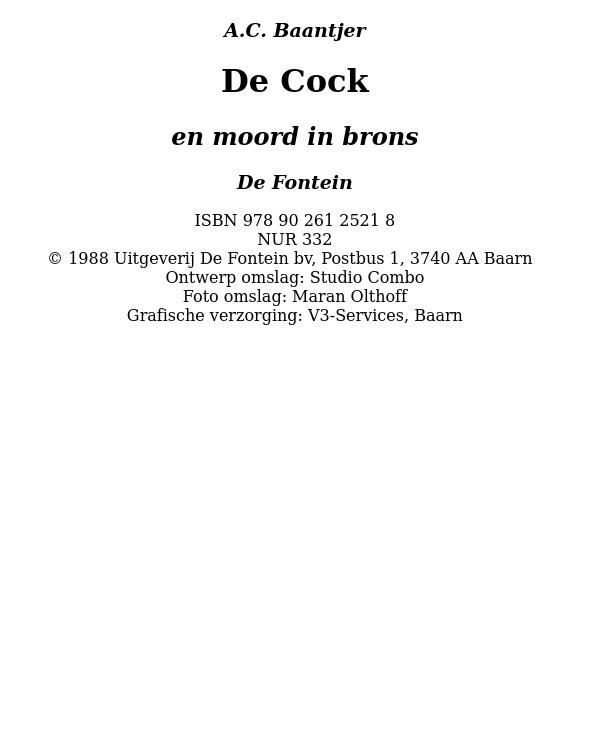 De Cock en de moord in brons