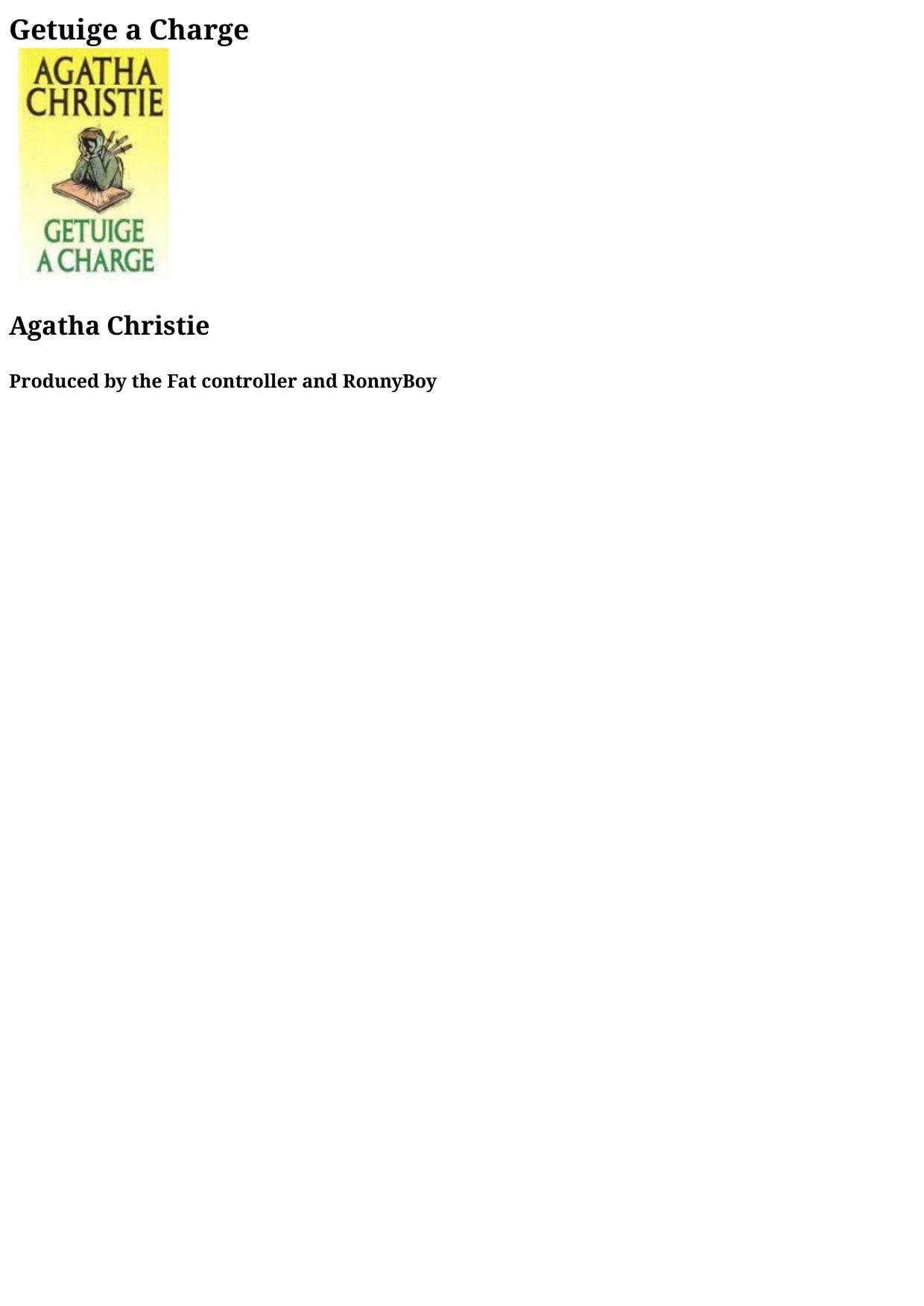 Agatha 65 - Getuige A Charge