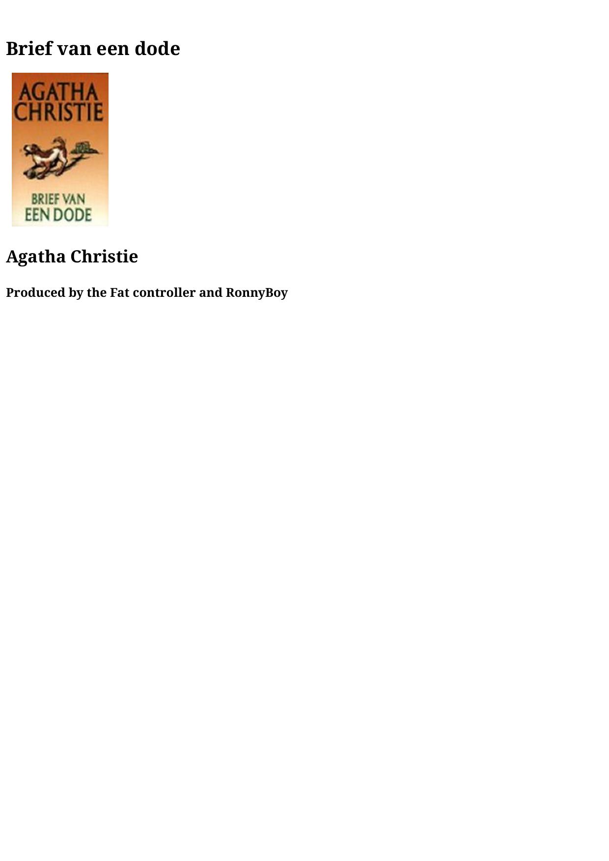 Agatha 55 - Brief Van Een Dode