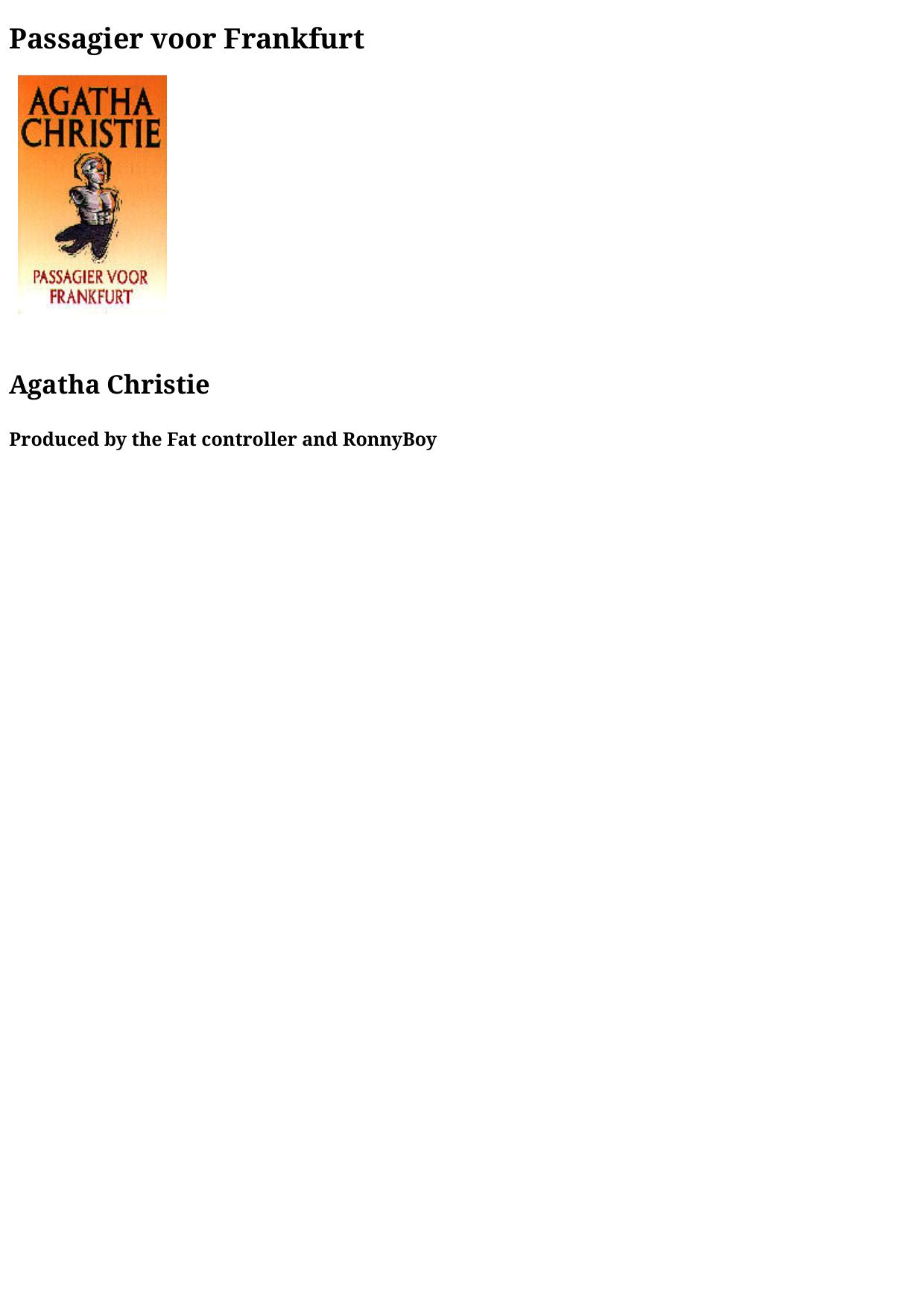 Agatha 51 - Passagier Voor Frankfurt