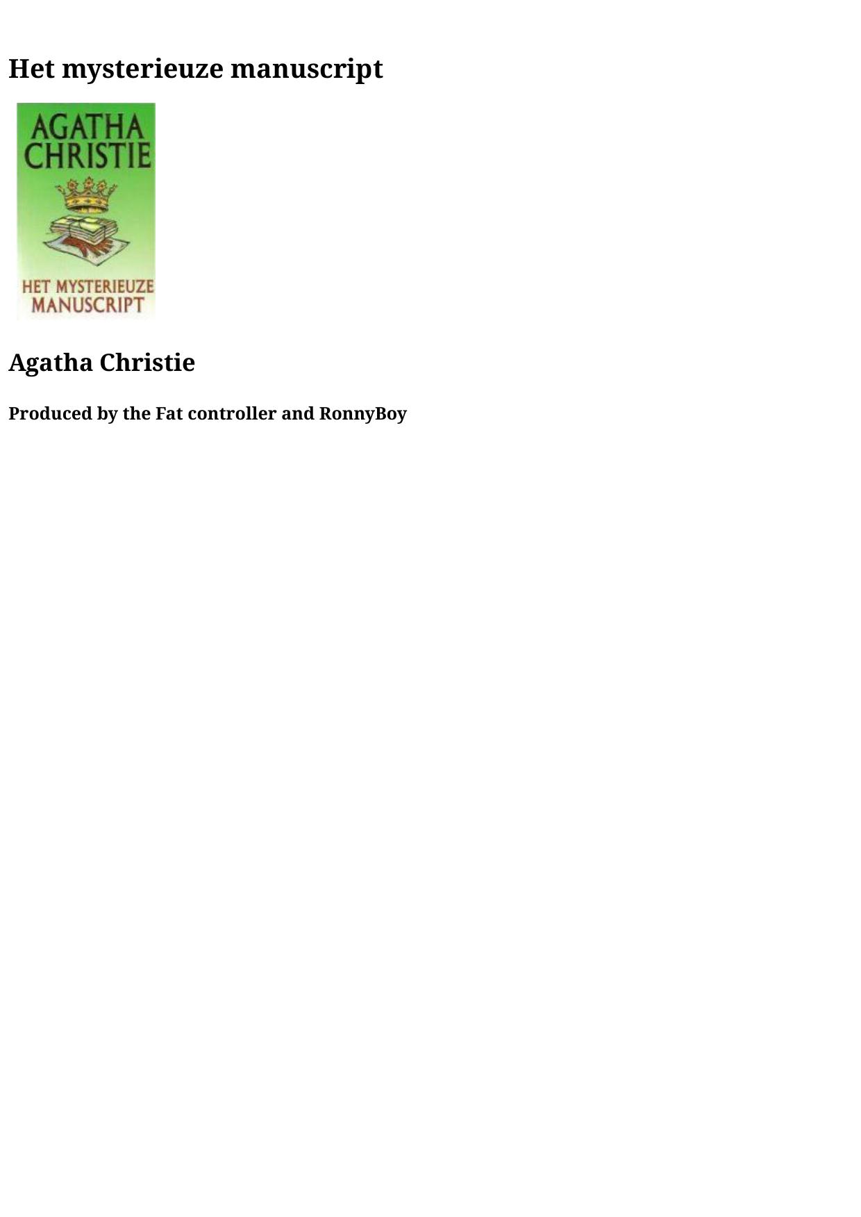 Agatha 33 - Het Mysterieuze Manuscript