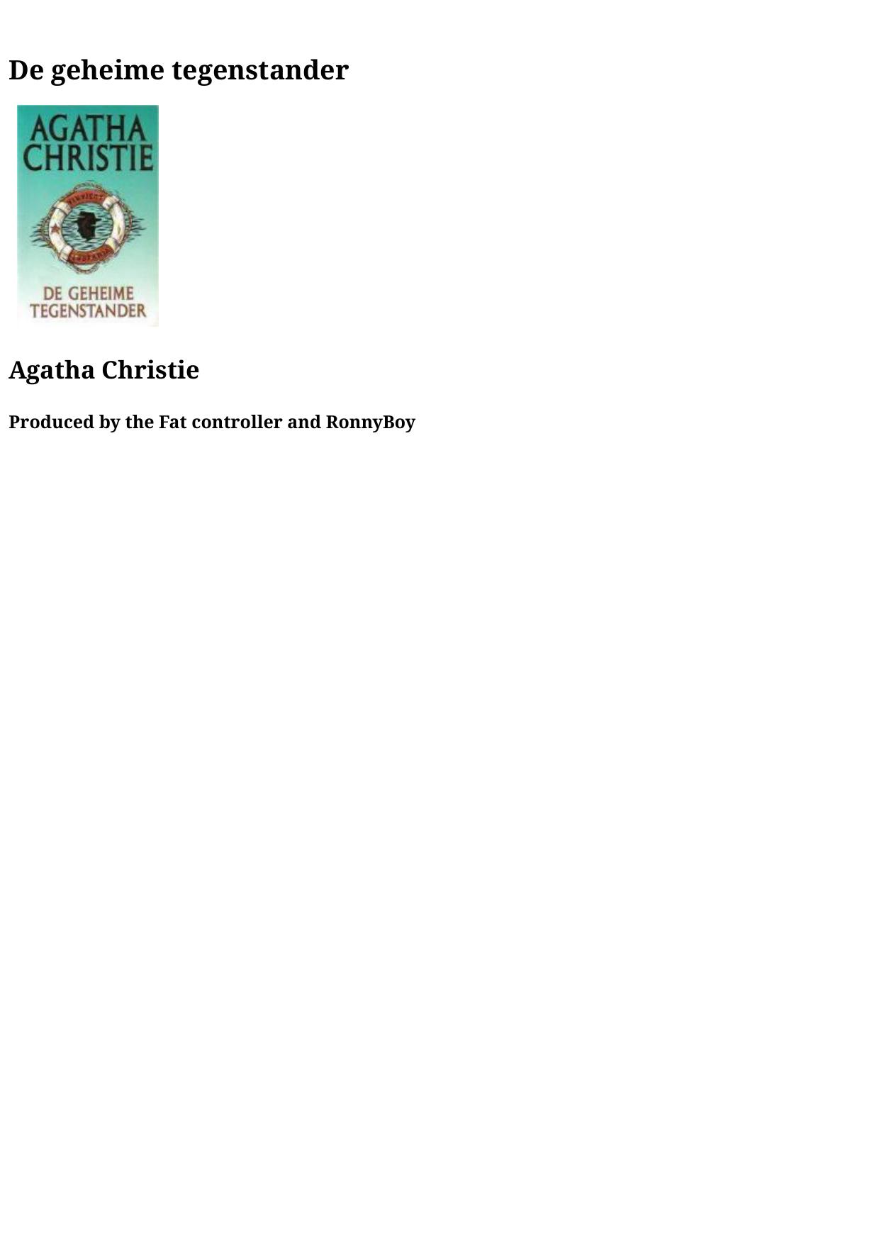 Agatha 30 - De Geheime Tegenstander