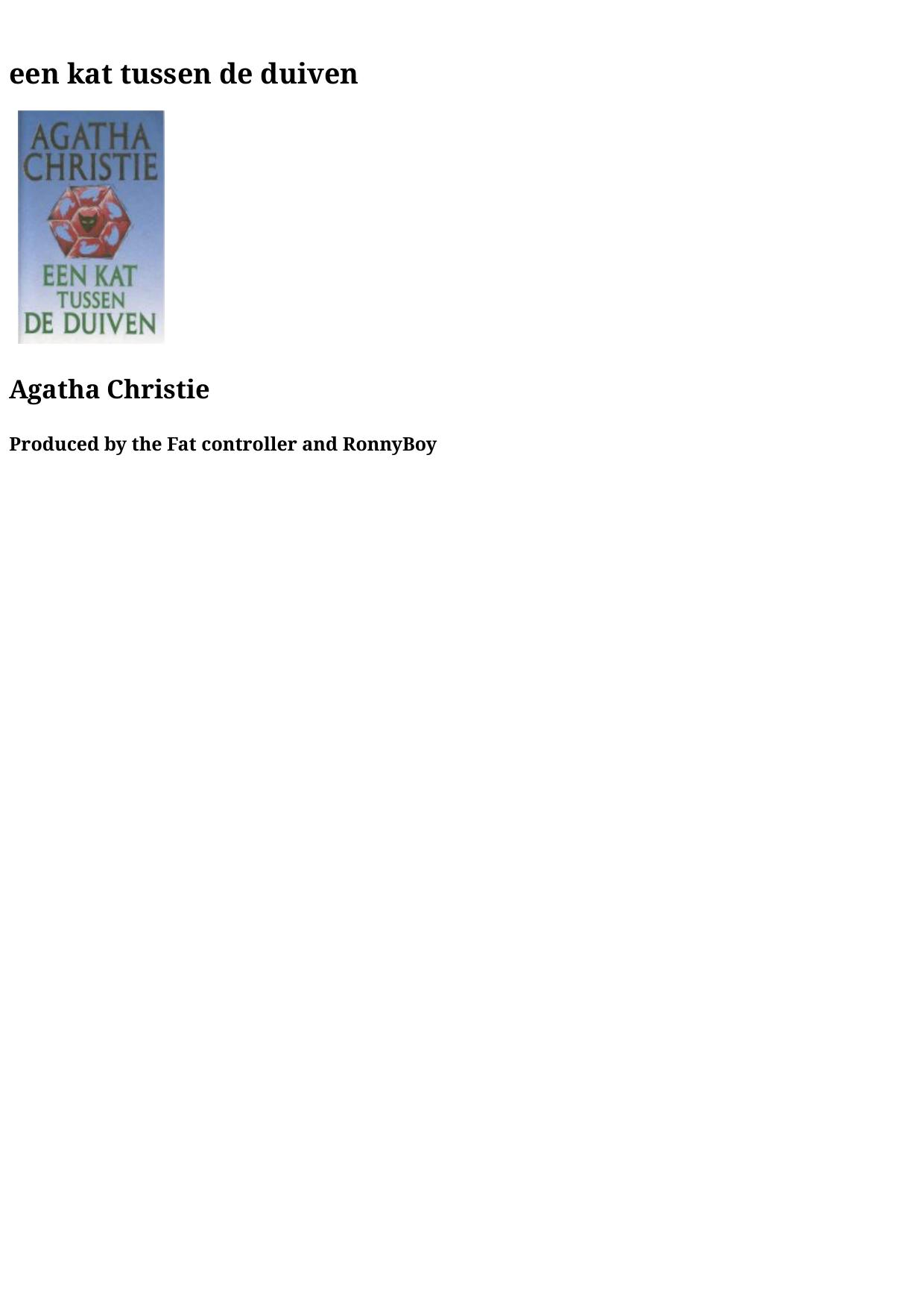 Agatha 07 - Een Kat Tussen De Duiven