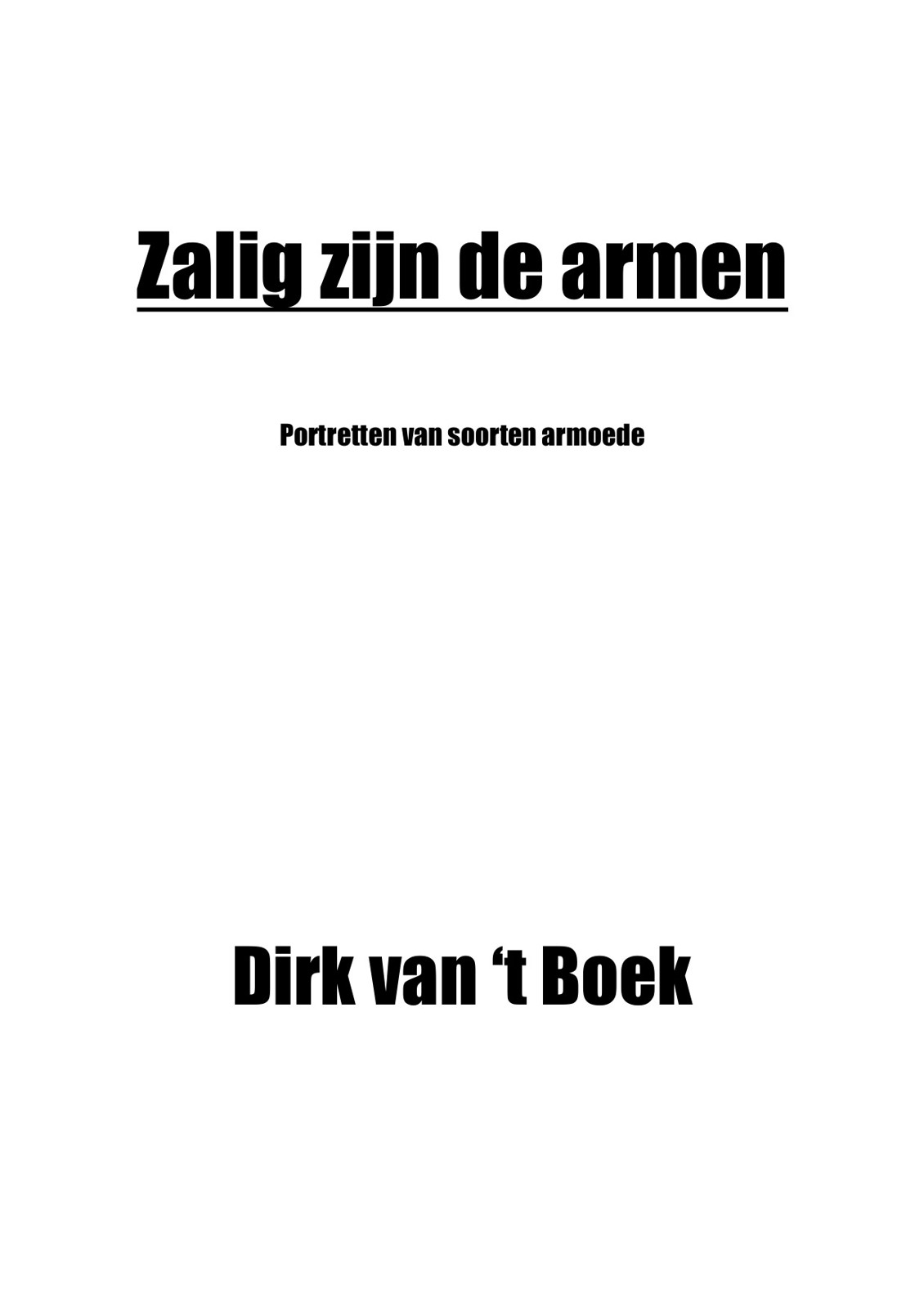 Zalig zijn de armen