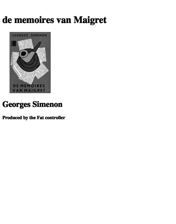 De Memoires Van Maigret - Georges Simenon